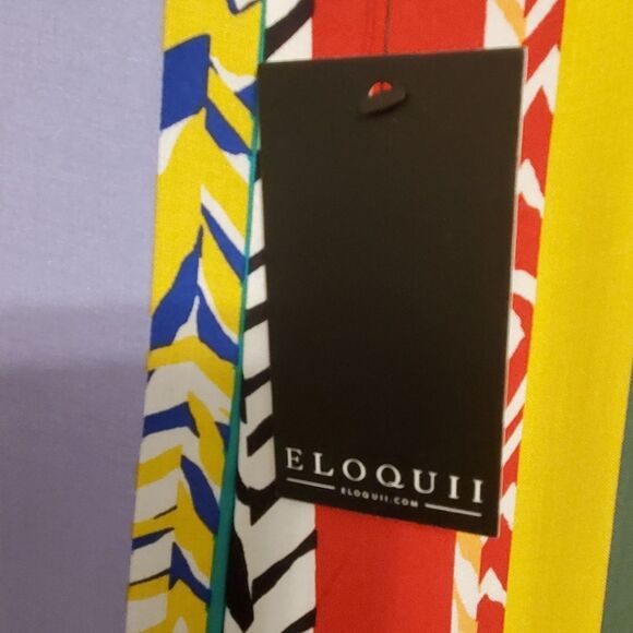 NWT ELOQUII Top & Pants Set Women's Size 16 Bright Multicolor Serenity Striped - Picture 15 of 15